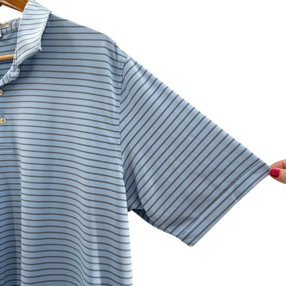 Peter Millar Summer Comfort Cottage Blue / Black Competition Stripe Polo Size XL - Picture 4 of 11